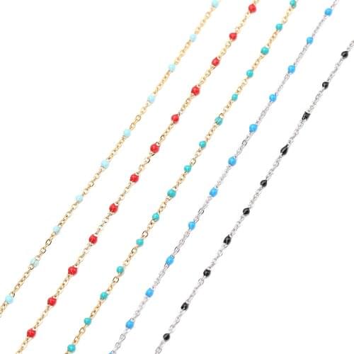 1 Meter 316L Stainless Steel 1.5MM Width Enamel Satellite Gold Cable Chain for DIY Handmade Bracelet Necklace Anklet Making