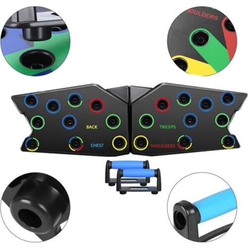 Push Up Board Foldable Workout Fitness Muscle System Exercise Training Portable 9 in 1 Removable with Handle