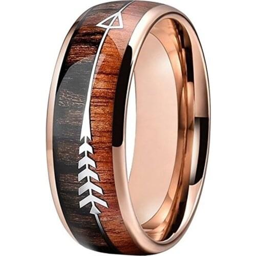 European and American Fashion Rose Gold Arrow Wood Grain Fishbone Ring Trend Mens New Ring