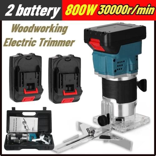 2pcs lithium battery 800W Woodworking Electric Trimmer Wood Milling Engraving Slotting Trimming Machine Carving Machine Router