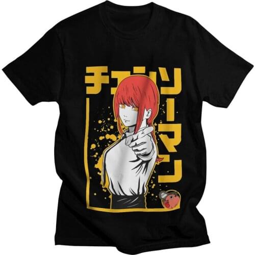 Anime Chainsaw Man Tshirt Men Streetwear Tees Top Cotton T Shirt Short Sleeve Makima T-shirt Gift Idea Merch