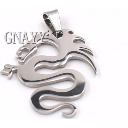 GNAYY on sale lot 5pcs Stainless Steel Polished fashion dragon Pendant charms free ball chain