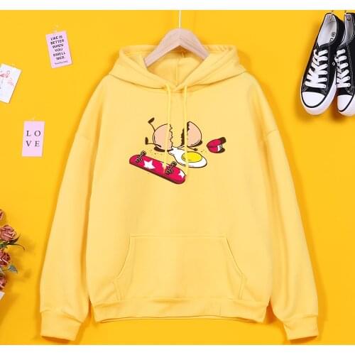 Hoodies Funny Egg And Skateboard Print Hoody Female Harajuku Hip Hop Womens Hoodie Aesthetics Loose Sweatshirt Casual Clothes