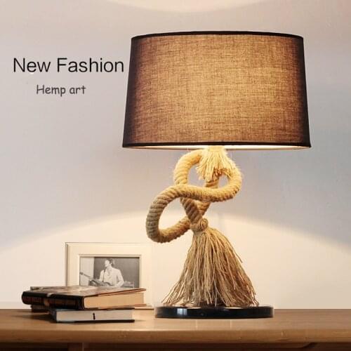 Country Style Retro Lamp Creative Hemp Rope Desk Lamp Bar Decoration Creative Table Lamp MT-4026
