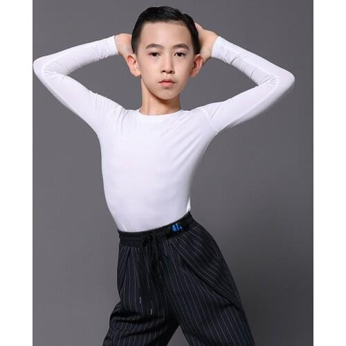 2020 Latin Dance Costumes Boys Long-Sleeved Training Clothes Ballroom Chacha Latin Dance Competition Practice Clothes DN7106