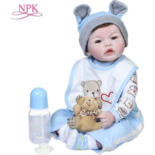 NPK 50CM reborn baby boy brown soft hand rooted hair bebe doll soft body lifelike real touch high quality collectible art doll