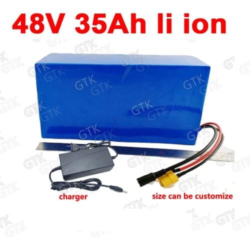 GTK 48v 35ah lithium ion battery pack with BMS for 48V 2500W 15kw 10kw 1000w efoil board tricycle bike scooter + 5A Charger