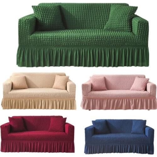 Non-slip Sofa Cover With Skirt Bubble Cloth Four Seasons Universal Slipcovers Elastic Stretch All-inclusive Armchair Couch Cover