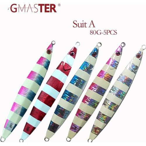 GMASTER Slow suit Jigging Lure 80g three differenct suits Lead jig strong glow and Japan laser artificial Fishing Lure