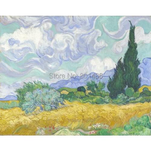 Wheat field by Vicent Van Gogh print painting on canvas for wall art decoartion,HQ Giclee prints free shipping