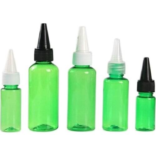Empty Plastic Bottle 50 100ml Black Cover Plastic Bottle Transparent Green Tip Cap Plastic Bottle Empty Cosmetic Container 50pcs