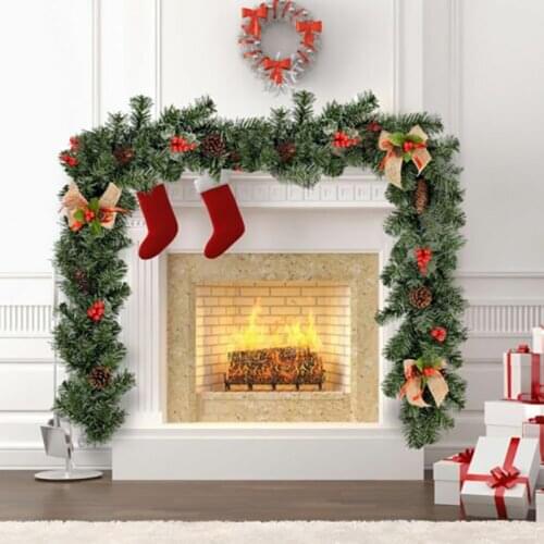Christmas Decorations Ornaments Xmas Tree Garland Rattan Home Wall Pine Hanging Green Artificial Wreath Fireplace New Year Decor