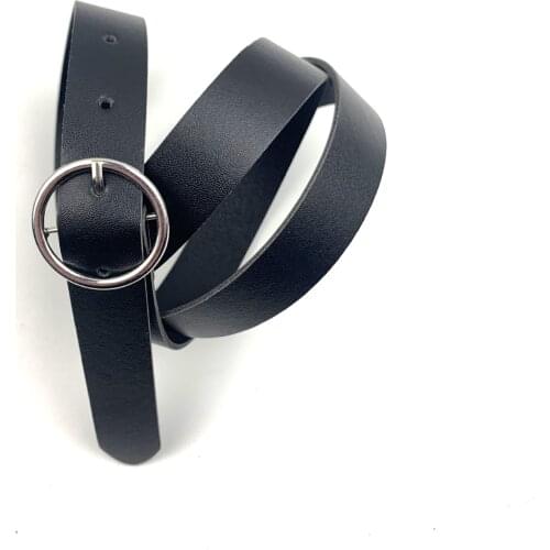 Alloy Round Buckle Belts Imitation Leather Student Belt Ladies Casual Decoration Metal Pin Buckle Belts Spot Wholesale