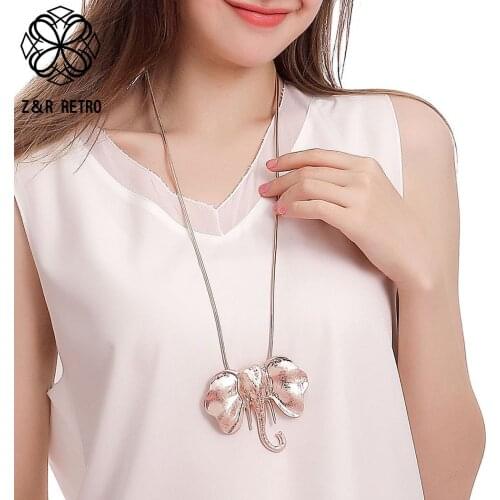 Vintage Big Elephant Long Chains Necklace 2021 Fashion Statement Costume Body Jewelry For Women Pendants Suspension Accessories