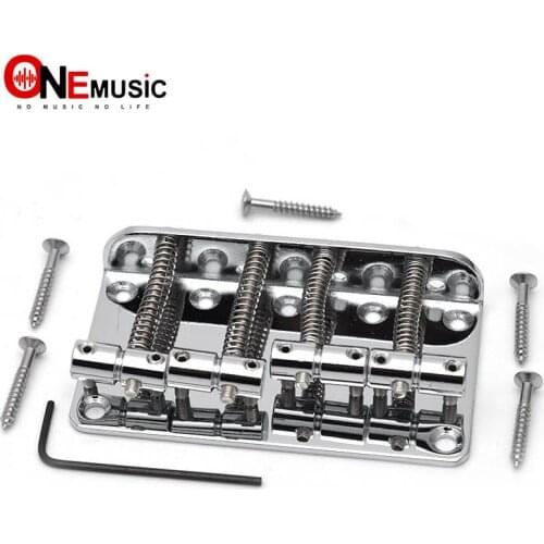 1 Set Vintage 4 String Bass Bridge Length-65mm Bass Fixed Bridge Saddle Top Load Chrome Black