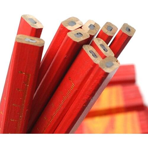 Octagonal Carpenters Pencil With Scale Black Careless Flat Marking Pen DIY Hand Tools Not Easy To Roll 10PCS