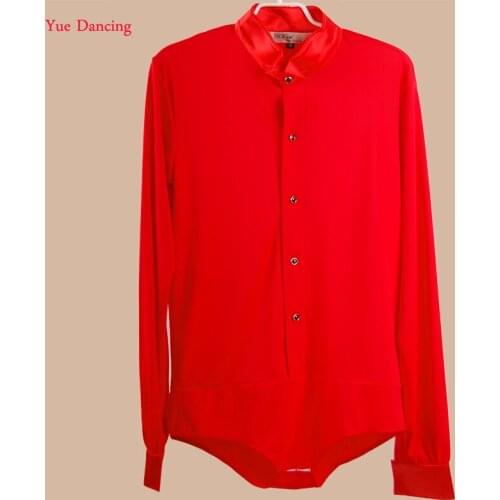 4-16Y Boys Spandex Latin Shirts White/Black/Red Ballroom Dance Wear For Boy Children Salsa/Tango Long Sleeves Stage Costumes