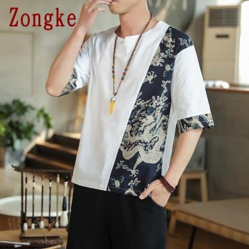 Zongke Dragon T-Shirts Summer Streetwear Harajuku Funny T Shirts For Men Clothing Hip Hop 5XL 2021 New Arrivals
