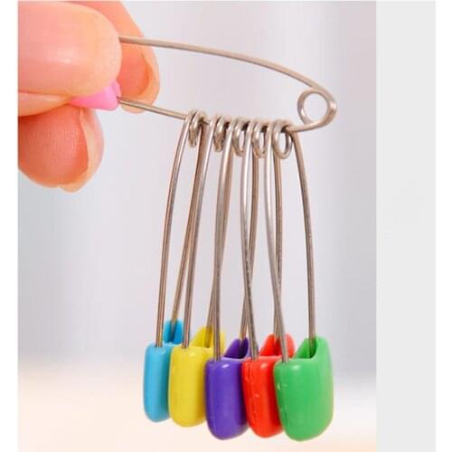 10pcs Candy Color Plastic Head Safety Pins Infant Kids Cloth Nappy Locking Buckles Baby Care Shower Diaper Clips Brooch Holder