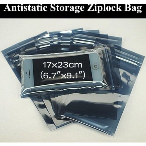 100pcs 17x23cm (6.7"x9.1") Anti Static Shielding Bag Anti-Static Pack Bag Waterproof Self Sealed Antistatic Ziplock Package Bag