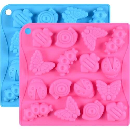 2PCS Food Grade Silicone Heat-Resistant Shape Ice Mold Cake Mould Chocolate Assorted Jelly Mold Kitchen Tool Random Color