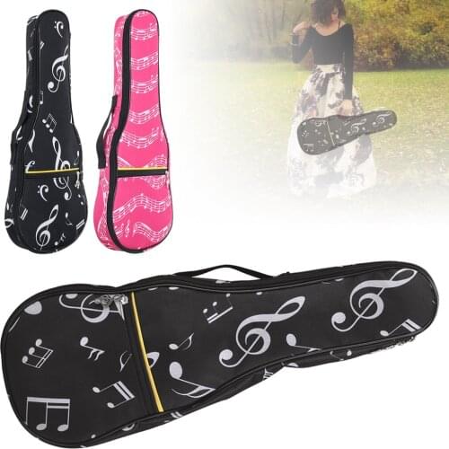 21 Inch Musical Note Ukulele Case Gig Bags 10mm Sponge Soft Case Oxford Cloth Hawaii Guitar Waterproof Backpack