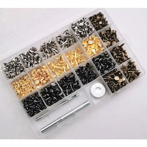 540 sets 6mm 8mm Metal Double Cap Side Round Rivet Leather Belt Wallet Bag Shoe Clothes Decorative DIY Nailhead Spike Stud