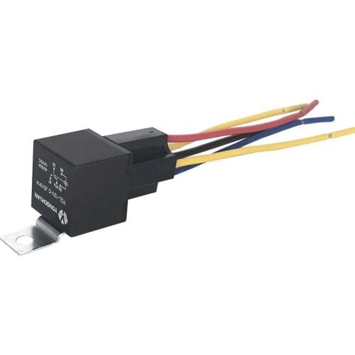 Automotive Relay 40A/DC12V Five-legged Iron Back Waterproof One Relay Socket With Cable Length 14CM Car Van Vehicle Relay 5 Pins
