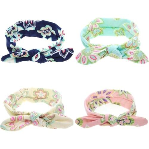1 PCS Baby Girl Headband Infant Hair Accessories Flower Bows Newborn Headwear Rabbit Ear Headwrap Gift Toddlers Bandage Ribbon