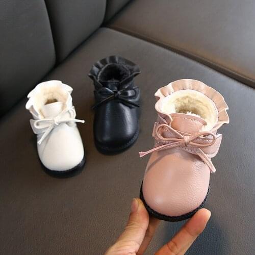 Childrens Snow Boots Winter Shoes For Kids Girls Plush Warm Soft Ruffle Bittle Girls Ankle Boots Baby Toddler Shoes 1 2 3 Years