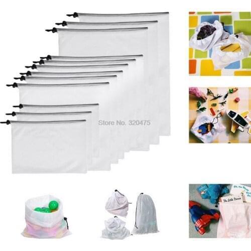 DHL 20set 12pcs/set Reusable Mesh Produce Bags Washable Eco Friendly Bags Shopping Bags