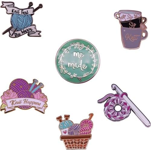 Knitting yarn art enamel pin perfect accessory for knitter seamstress embroiderer