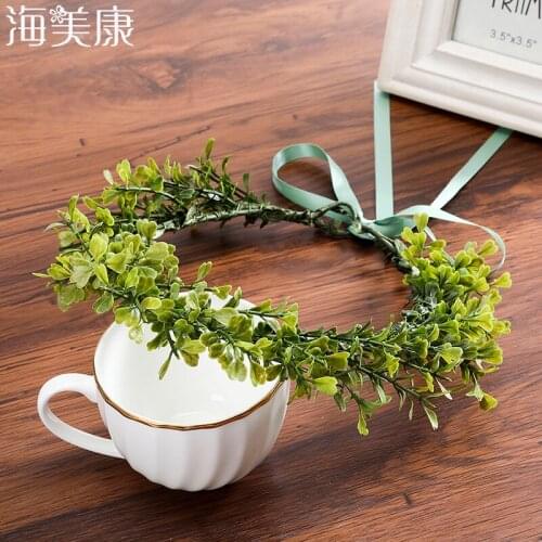 Haimeikang Hot New Handmade Woman Girls Shower Bridal Shower Primitive Rustic Wreath Rose Flower Crown Woodland Tiara