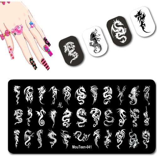 Momentum Dragon Nail Transfer Stamping Dragon Series Pattern Nail Stamper Fierce Dragon Nail Art Template #041