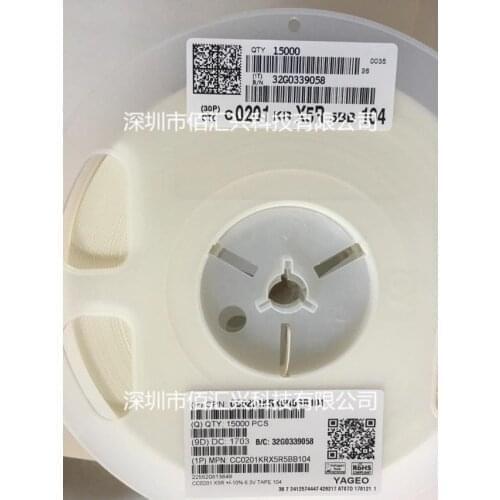 CC0201KRX5R6BB104 0201 100nF(104) ±10% 10V X5R SMD MLCC CC0201MRX5R5BB224 0201 220nF (224) ±20% 6.3V X5R Chip capacitors