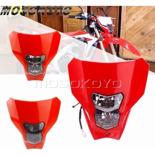 Red Supermoto Enduro Headlight Bulb/LED H7 12V 35W Redmoto Dual Sport CRF E13 Front Lamp for Honda CRF450XR CRF450L 2019-2020