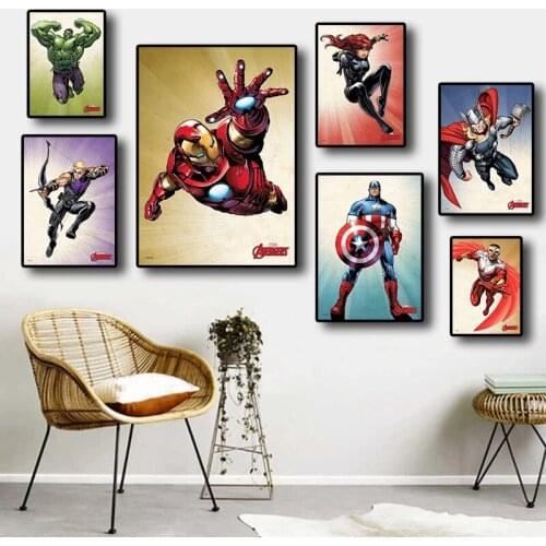 Marvel Avengers Canvas Painting Superhero Iron Man Thor Classic Movie Poster Print Mural Picture Boy Room Home Wall Decoration