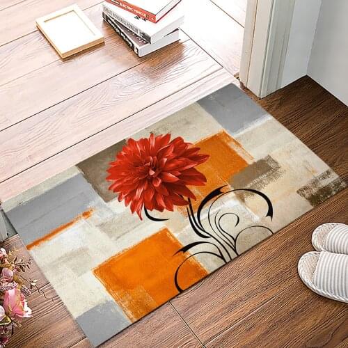 Dahlia Oil Painting Texture Entrance Doormat Floor Mats for Living Rooms Anti-slip Kitchen Bathroom Rugs