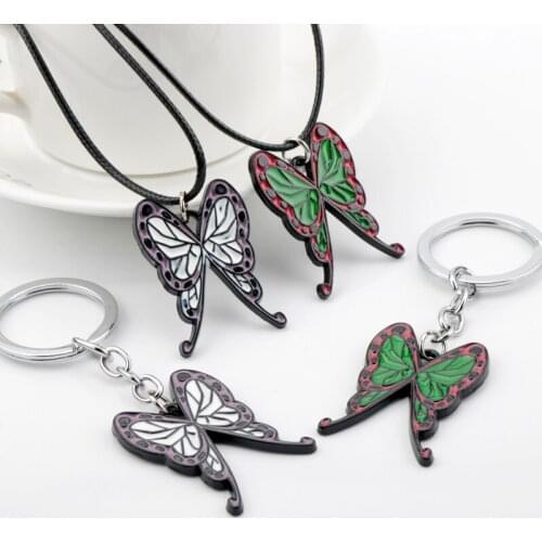 Fashion Demon Slayer Kochou Shinobu Butterfly Nceklace Caroon Anime Necklace Jewelry Gift For Girls Friends