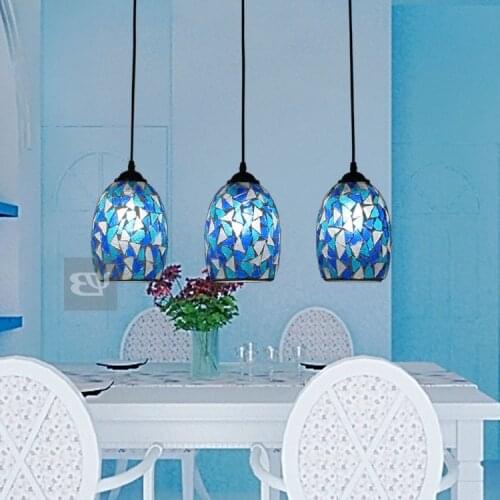 Fashion Multithread Bohemia Mosaic Stained Glass Pendant Light Dining Room Bedroom Hanglamp E27 110-240v Bed industrial lamp