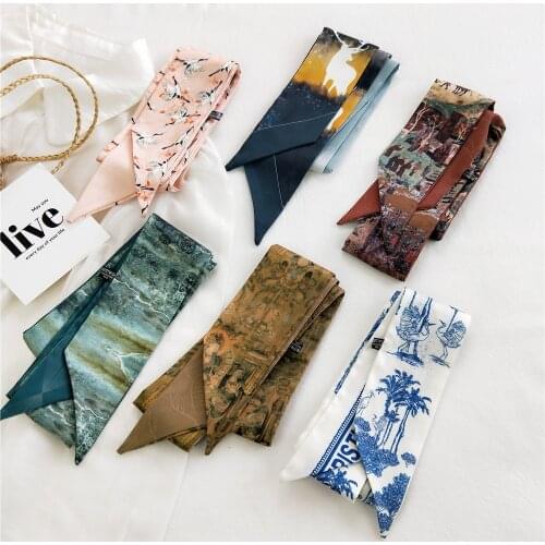 Fashion Women Hair Scarf Luxury Brand Scarf Bandanas for Female Headband Design Scarves Bag Accessories Printing Foulard Cheveux