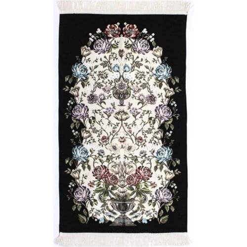 Lined Chenille Satin Potbellied Model Prayer Mat Medium Satin Black