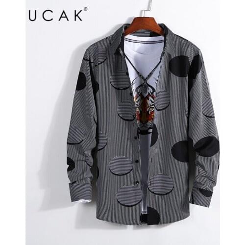 UCAK Brand Streetwear Long Sleeve Shirts Men Clothing Homme 2020 Autumn Fashion Streetwear Turn-dOWn Collar Shirt Clothes U6084