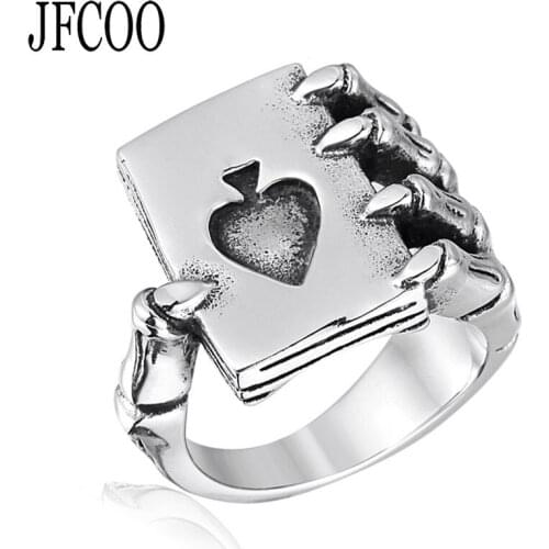 Vintage Rings For Men Stainless steel Gothic Skull Hand Poker Ring Silver Color Cool Lovers Jewelry