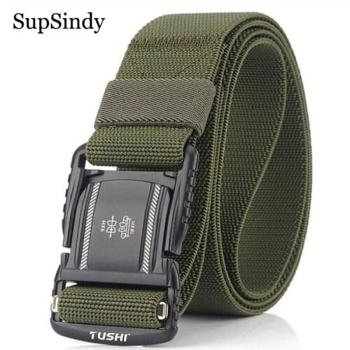 SupSindy Military Combat Tactical belts for Men Quick Release Metal Buckle Stretch elastic nylon Training canvas belt male strap