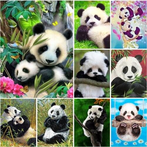 DIY 5D Panda Child Diamond Embroidery Painting Full Round & Square Drills Cross Stitch Kits Mosaic Art Crystal Craft Decor