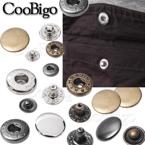 50set Pack Metal Press Studs Sewing Button Snap Fasteners Sewing Leather Craft Clothes Bags Garment 10mm 12mm 15mm