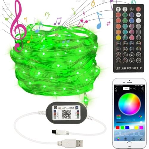New 5m 50LED/10m 100LED Bluetooth Smart Light String USB With Remote Control Color Smart Home Christmas Tree Decoration Light