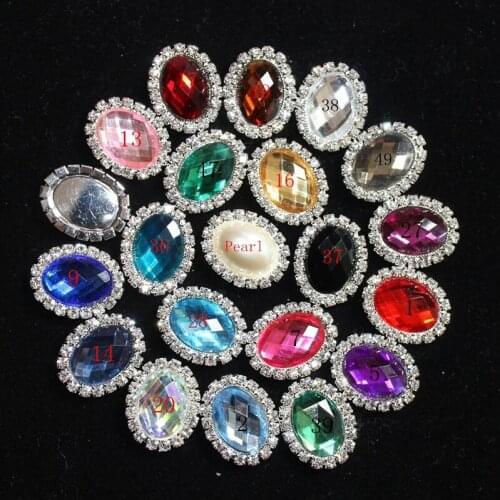 Oval Rhinestone Button A-diamond Rhinestone acrylic buttons DIY hair accessories wedding invitation decorative botones 10pcs