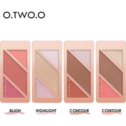 O.TWO.O High-Gloss Highlighter Palette Long Lasting ShimmerFace Contour Highlight Powder Natural Long Lasting Brighten Cosmetic